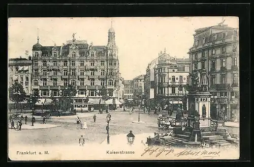 AK Frankfurt a. M., Kaiserstrasse mit Strassenbahn