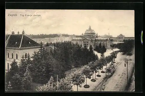 AK Zagreb, Trg Franje Josipa, Strassenbahn