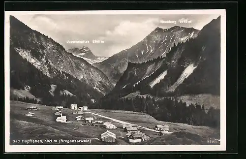 AK Bad Hopfreben /Bregenzerwald, Panorama mit Juppenspitze und Hochberg