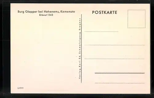 Künstler-AK Hohenems, Burg Glopper, Kemenate