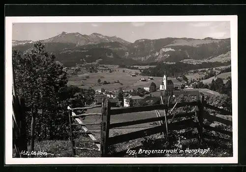 AK Egg /Bregenzer Wald, Teilansicht mit Kirche und Hangkopf