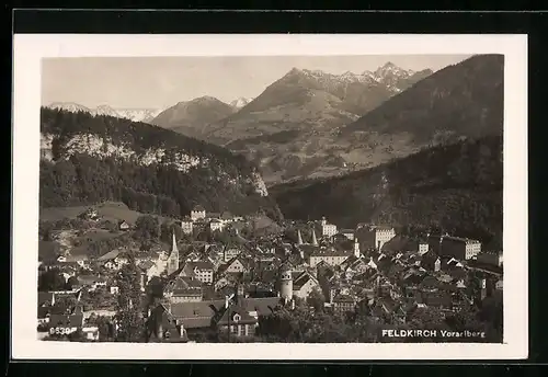 AK Feldkirch, Teilansicht mit Bergpanorama