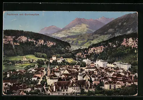 AK Feldkirch, Totalansicht mit Gurtisspitze
