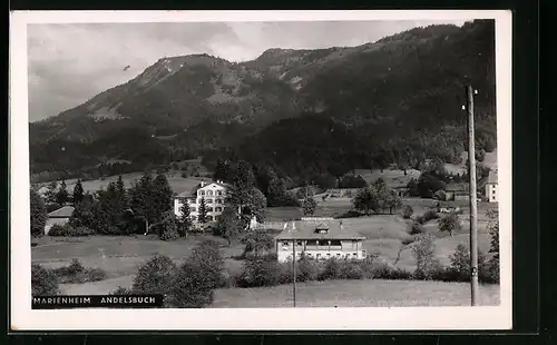 AK Andelsbuch, Marienheim mit Bergblick aus der Vogelschau