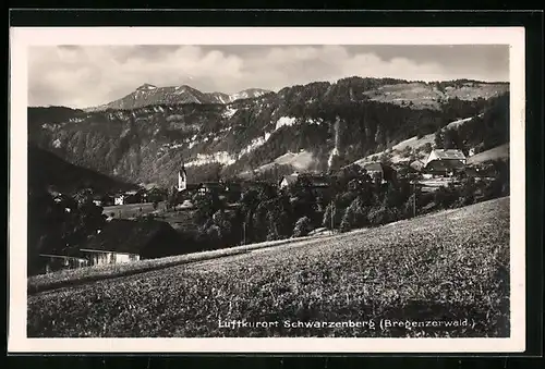 AK Schwarzenberg, Blick zum Ort von einem Feld aus