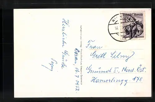 AK Bezau, Ortsansicht von oben