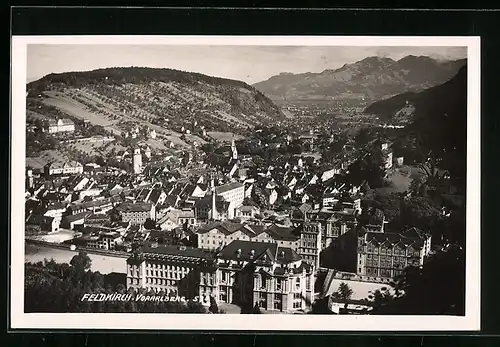 AK Feldkirch, Ortsansicht mit Fernblick aus der Vogelschau