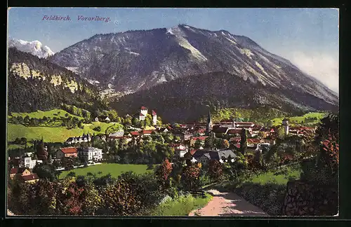 AK Feldkirch, Ortspanorama von der Landstrasse aus gesehen