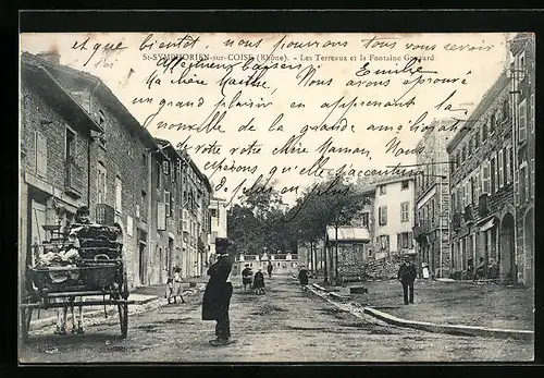 AK St-Symphorien-sur-Coise, Les Terreaux et la Fontaine Gouvard