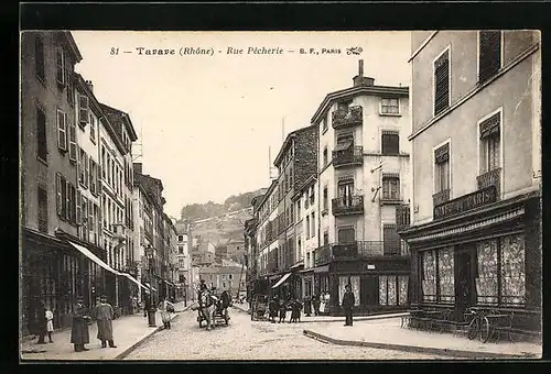AK Tarare, Rue Pêcherie, Strassenpartie
