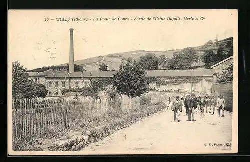 AK Thizy, La Route de Cours, Sortie de L`Usine Dupuis, Merle et Cie