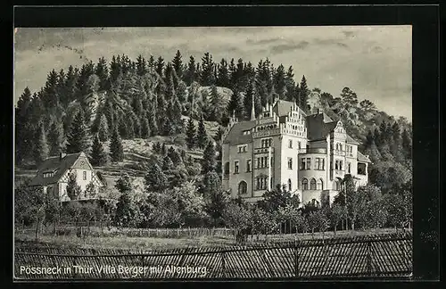 AK Pössneck i. Thür., Villa Berger mit Altenburg