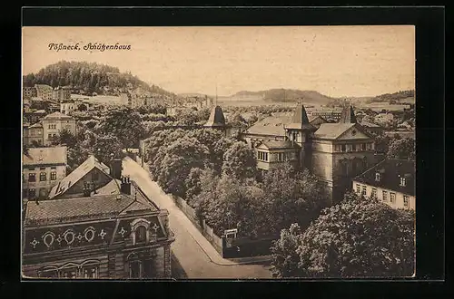 AK Pössneck, Schützenhaus aus der Vogelschau
