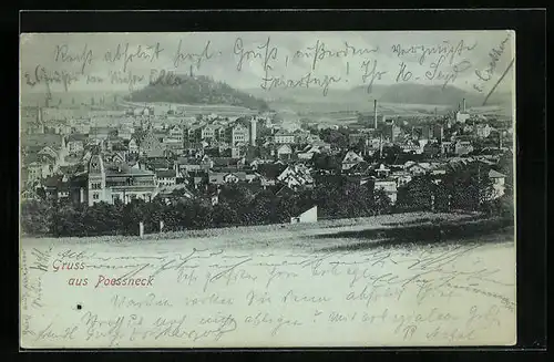 AK Poessneck, Totalansicht mit Schornsteinen