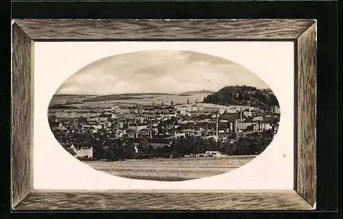 Passepartout-AK Pössneck i. Thür., Blick vom Birkenwäldchen