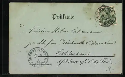 Mondschein-AK Chemnitz, Vorderansicht des Rathauses