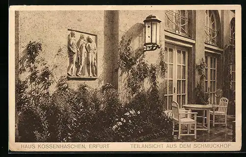 AK Erfurt, Hotel Haus Kossenhaschen, Teilansicht aus dem Schmuckhof
