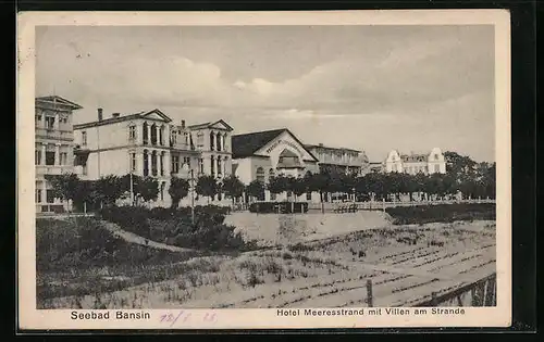 AK Bansin /Ostsee, Hotel Meeresstrand mit Villen am Strande