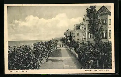 AK Bansin /Ostsee, Promenade mit Pension Runge