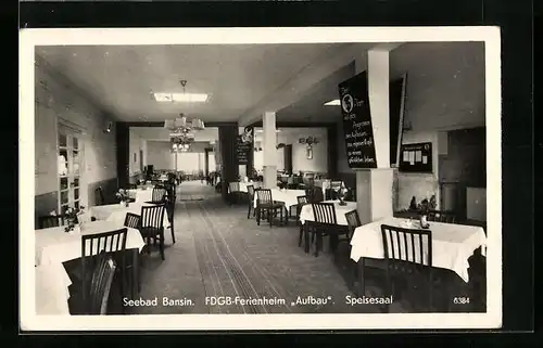 AK Bansin, FDGB-Ferienheim Aufbau, Speisesaal, Innenansicht