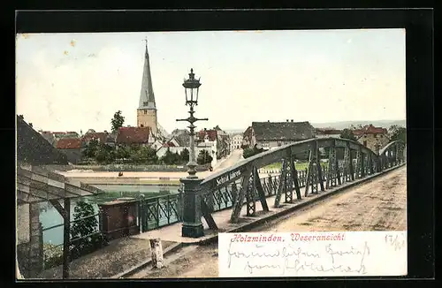 AK Holzminden, Weseransicht mit Brücke und Kirche