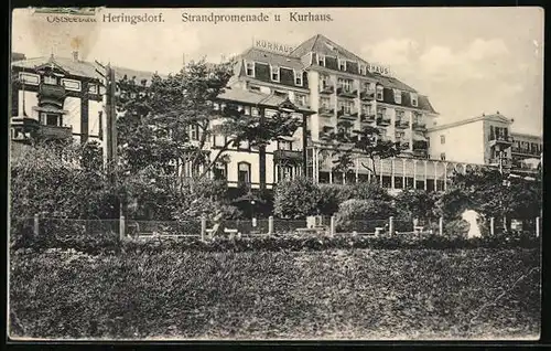 AK Heringsdorf, Strandpromenade und Kurhaus