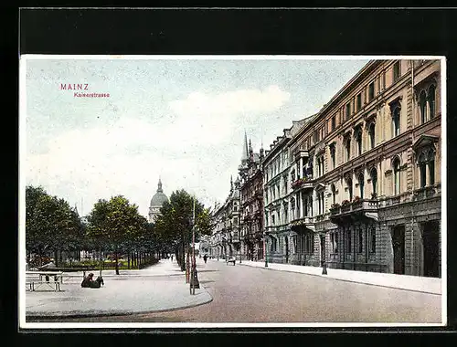 AK Mainz, Blick auf die Kaiserstrasse