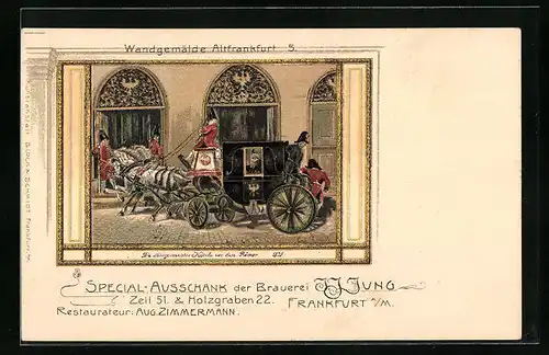 AK Frankfurt a. M., Special-Ausschank der Brauerei Jung, Zeil 51 & Holzgraben 22