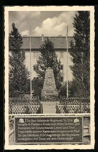 AK Wünsdorf, Denkmal des R.I.R. 204