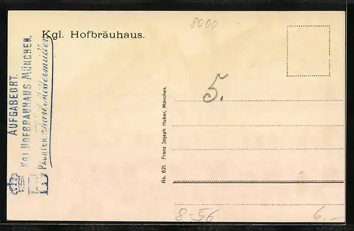 Künstler-AK Münchner Hofbräuhaus mit Tyroler Torgelstube