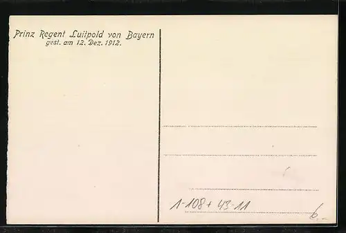 AK Tod vom Prinzregenten Luitpold, gest. am 12. Dez. 1912