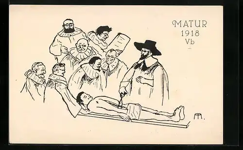 Künstler-AK Matur 1918 Vb, Absolvia