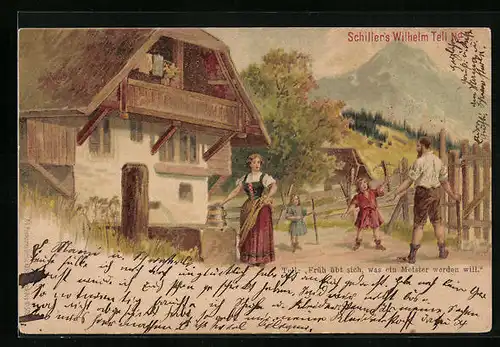 Lithographie Wilhelm Tell, Früh übt sich, was ein Meister werden will