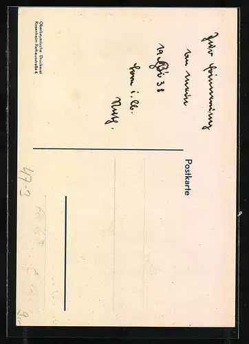 Künstler-AK Bayern, Oberrealschul Abiturientia 1938 - Greifvogel auf Schulbüchern