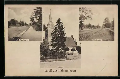 AK Falkenhagen, Dorfpartien und Kirche