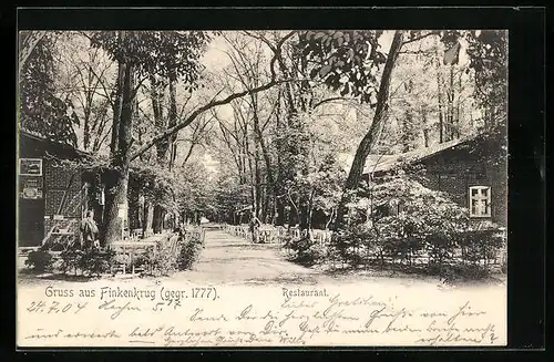 AK Finkenkrug, Restaurant mit sonnigem Garten