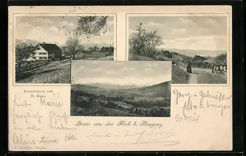 AK Fluh b. Bregenz, Totalansicht mit Restauration von H. Heim