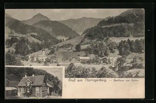 AK Thüringerberg, Ortsansicht mit Gasthaus zur Sonne