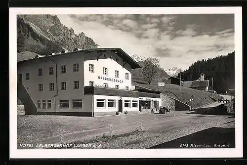 AK Langen a. A., Hotel Albergerhof mit Auto