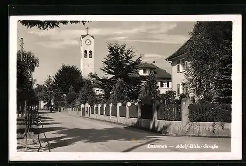 AK Lustenau, Strasse mit Kirche