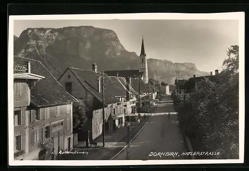 AK Dornbirn, Hatlerstrasse aus der Vogelschau