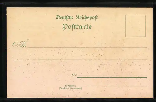 Lithographie Kaltennordheim, Kirche, Krieger-Denkmal, Totalansicht