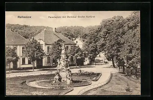 AK Rathenow, Paradeplatz mit Denkmal Grosser Kurfürst