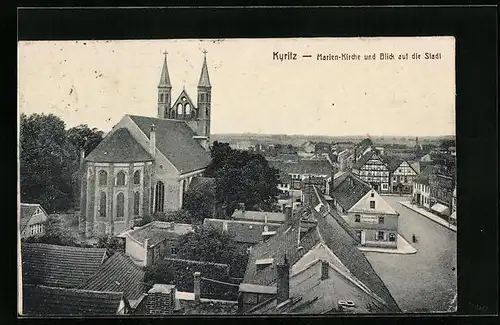 AK Kyritz, Marien-Kirche und Blick auf die Stadt