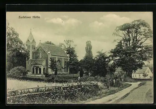 AK Zechliner Hütte, Blick zur Kirche