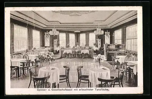 AK Colditz i. Sa., Hotel Waldschänke, Speisesaal