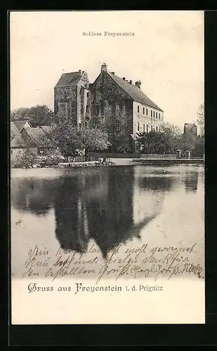 AK Freyenstein i. d. Prignitz, Blick vom Wasser aufs Schloss