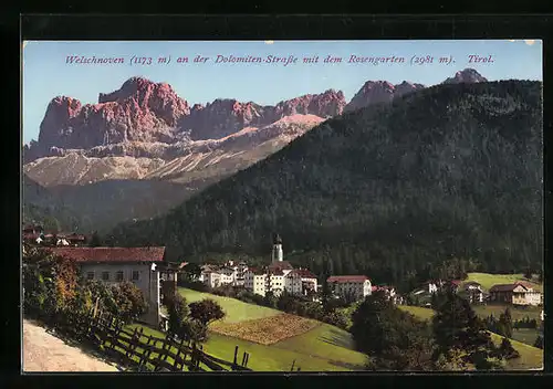 AK Welschnoven, Ortsansicht mit dem Rosengarten