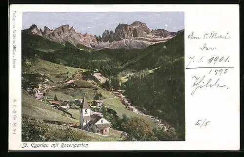 AK Sankt Zyprian, Ortsansicht mit Rosengarten