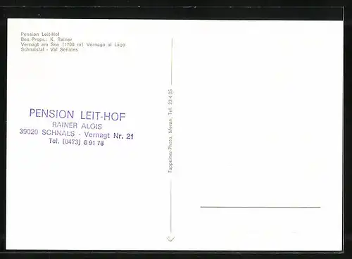 AK Schnals, Hotel-Pension Leit-Hof, Vernagt Nr. 21